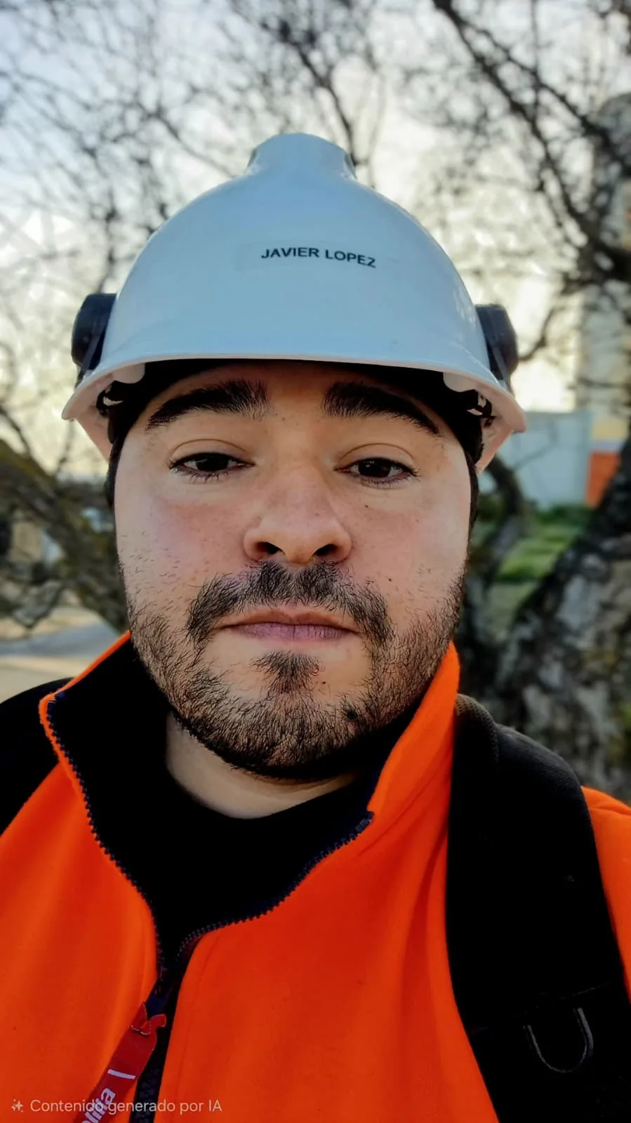 Javier López Gómez con casco de seguridad en un entorno industrial